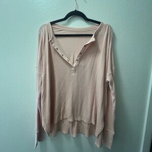 Aerie Blush Long Sleeve Waffle Knit Top